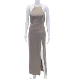 Lovers + Friends Womens Halter Neck Zippered Long Slit Maxi Dress Gray Size XS